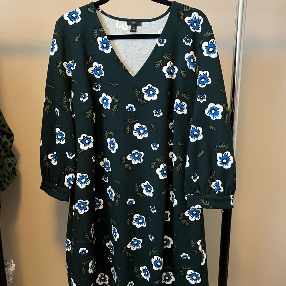 Ann Taylor Factory Floral Balloon Sleeve Shift Dress